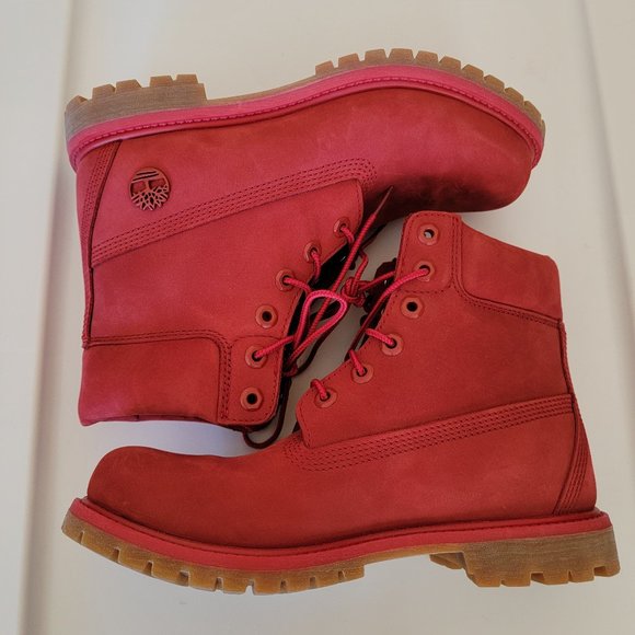 Timberland Premium Waterproof Lug Sole Boot, RUBY NUBUCK LEATHER,Size 8.5, NWOB - Picture 15 of 16